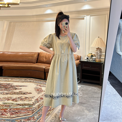 新款孕妇连衣裙刺绣衬衫裙