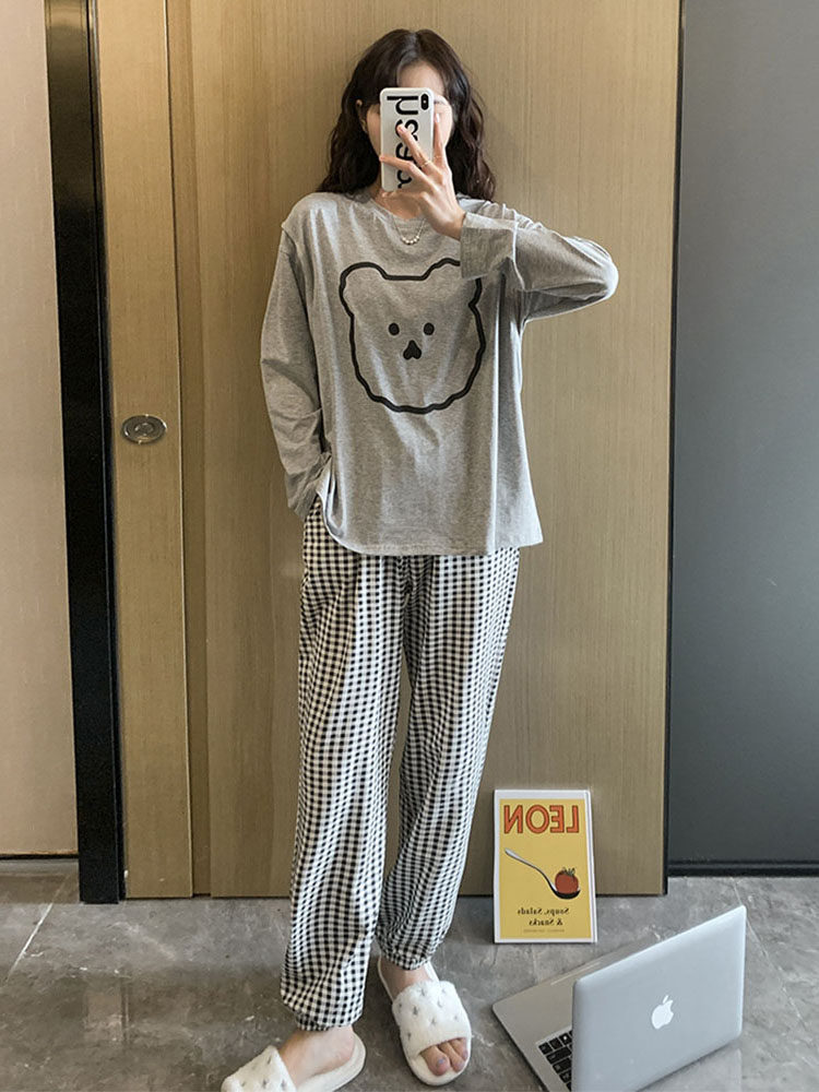 한국어 곰 감금 의류 출산 잠옷 봄과 가을 임신 면화 정장 산후 산모 요양원 의류