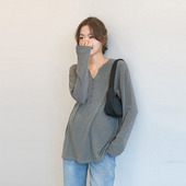 薄款 显瘦弹力长袖 舒适面膜T恤上衣春装 诺初孕妇装 新款 韩版 打底衫