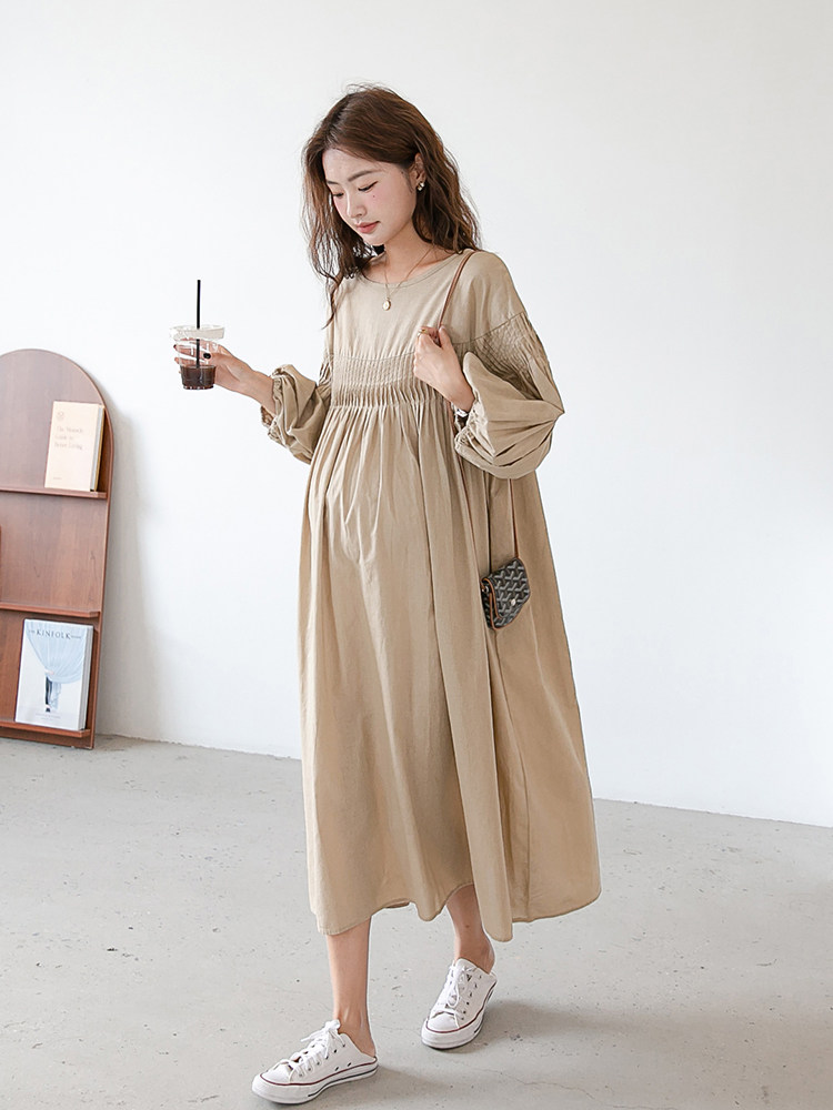 편안한 숲 스커트 출산복 봄 드레스면과 린넨 통기성 중공업 고급 대형 루즈 패션 스커트