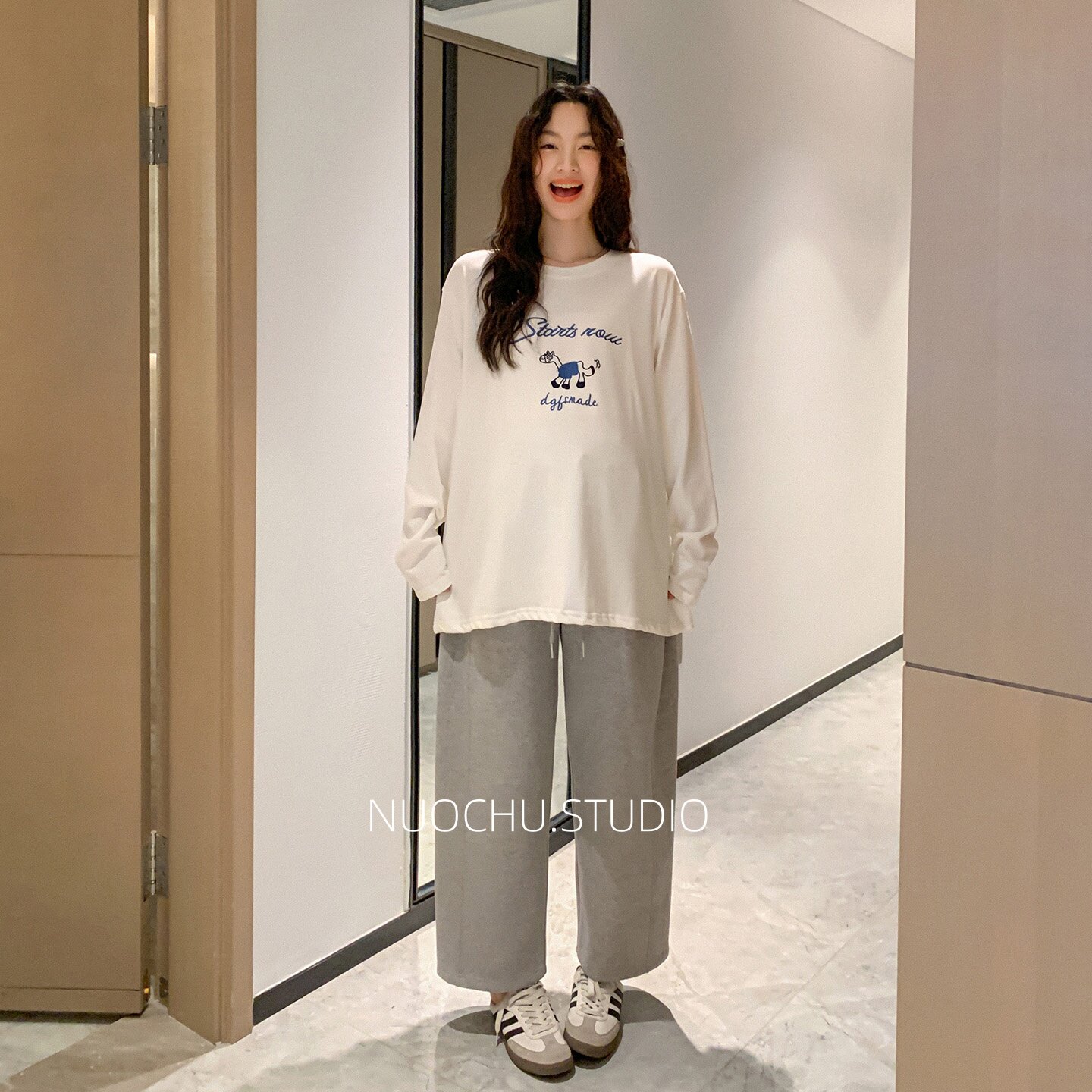 ◆诺初◆卡通印花孕妇长袖T恤春秋宽松显瘦遮肚孕期休闲百搭上衣