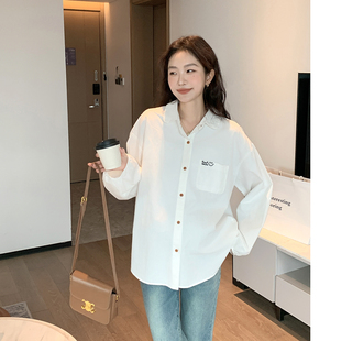 大码女装胖mm设计感小众长袖衬衫春秋季新款宽松显瘦百搭上衣