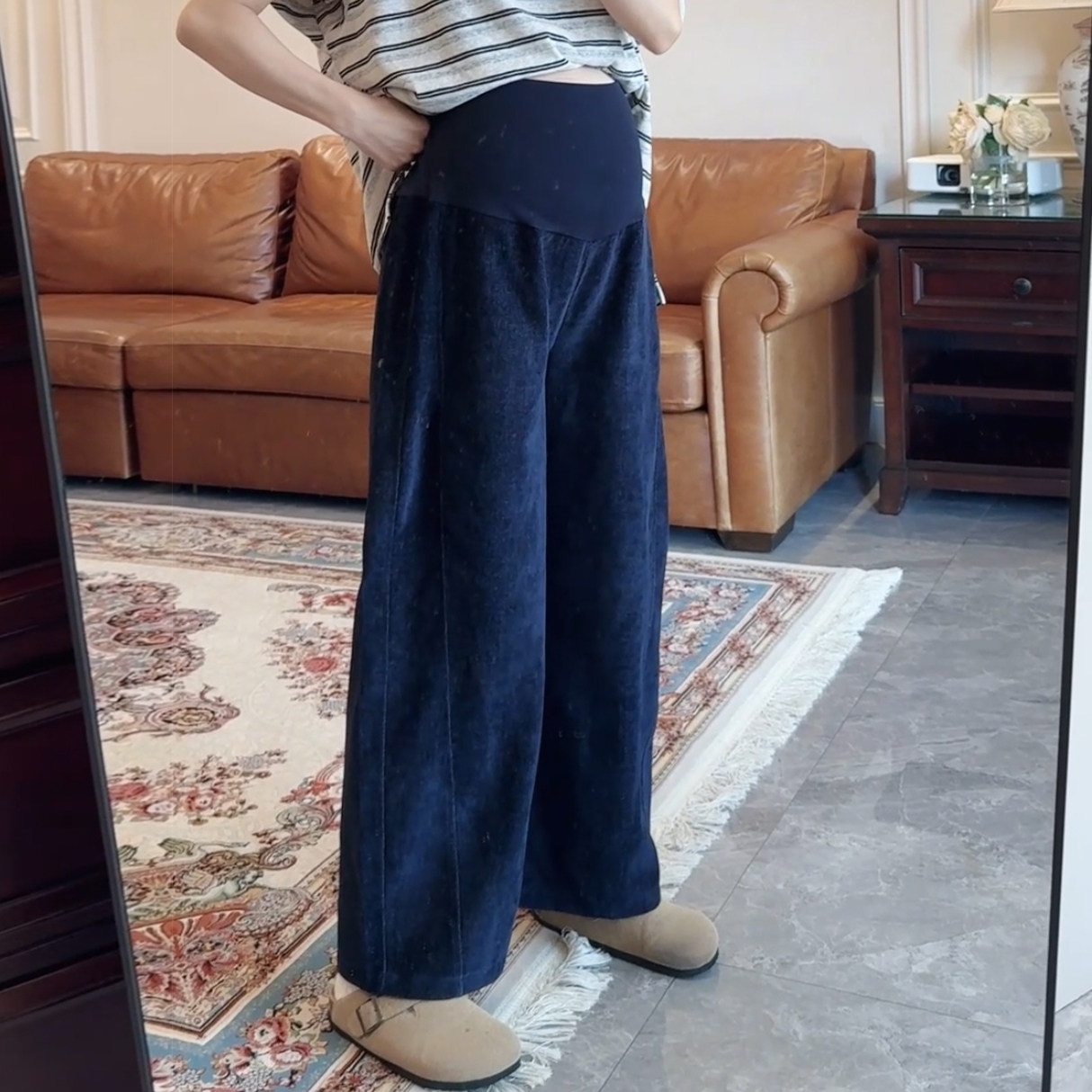 孕妇夏季薄款透气显瘦牛仔阔腿裤
