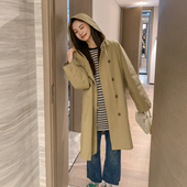 孕妇装 风衣2026秋装 宽松休闲卡其中长款 高品质韩代 连帽工装 外套