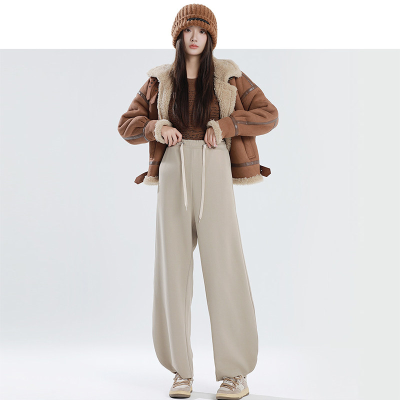 新款高腰孕妇裤可调节猪鼻扣慵懒秋冬加厚运动香蕉裤孕妇外穿裤子