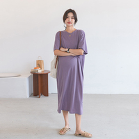 凉快~孕妇装夏装铜氨丝连衣裙显瘦大码宽松薄款孕期长裙T恤孕妇裙