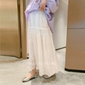 诺初 温柔风白色刺绣孕妇半身裙高腰托腹A字蛋糕裙百搭显瘦长裙