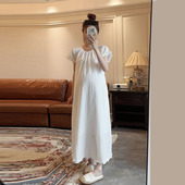 孕妇衣白色裙子宽松遮肚孕妇裙 穿搭连衣裙女夏季 诺初孕妇装 法式