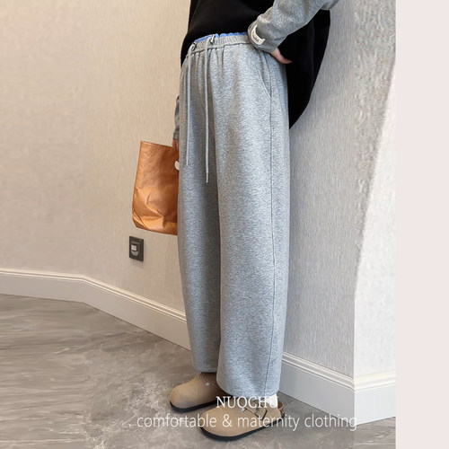 修饰腿型弯刀裤~韩系撞色孕妇裤