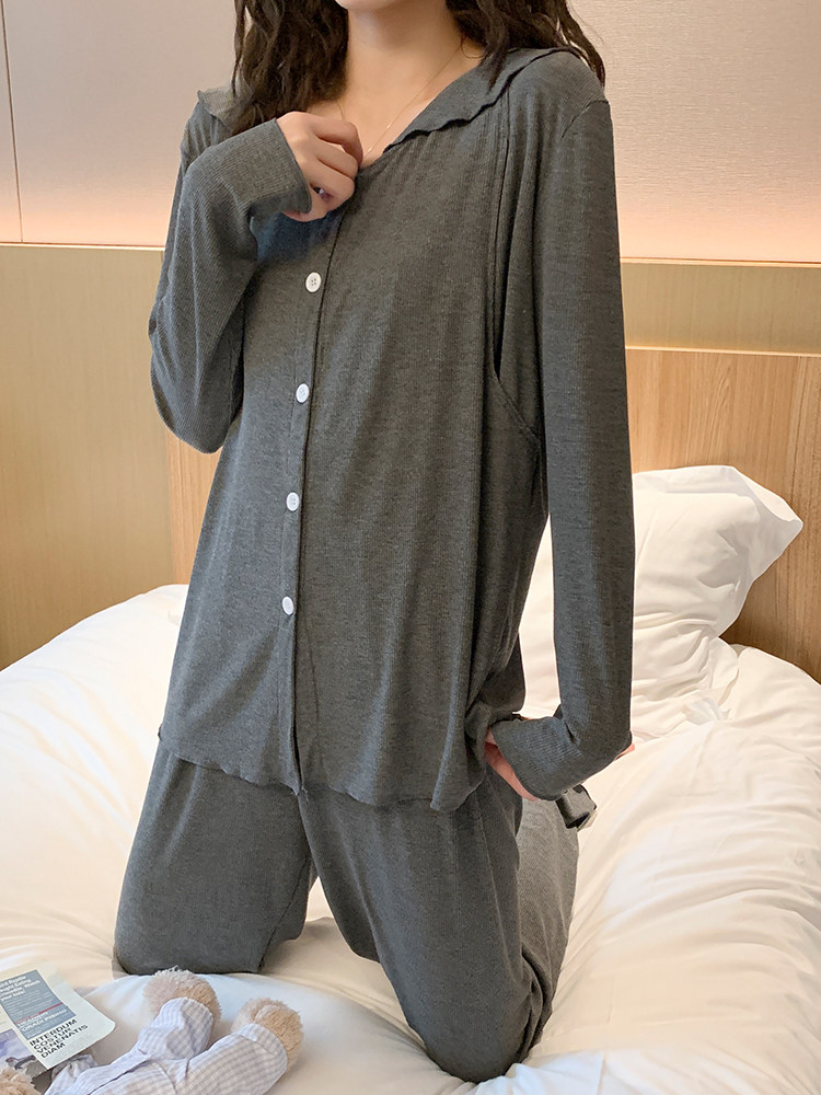 통기성 얇은 가정 의류 출산 잠옷 모달 감금 의류 여름 산후 모유 수유 출산 가정 의류 세트