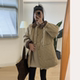 翻领棉服春秋加厚保暖百搭外套女 孕妇休闲宽松菱格中长款 诺初