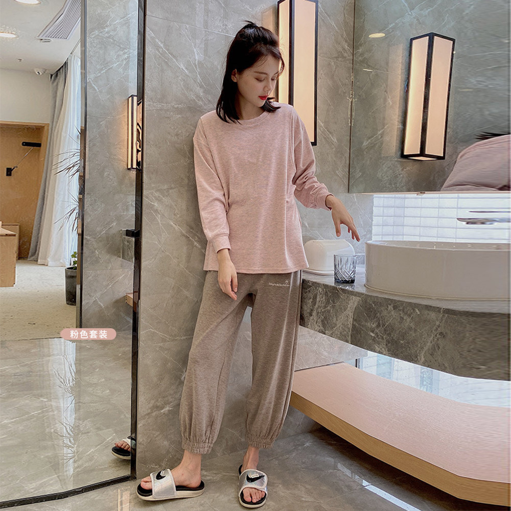 春秋韩版产后孕妇哺乳睡衣月子服9月份10秋冬产妇10吸汗加厚套装