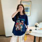 诺初孕妇装 新款 韩版 T恤夏装 宽松显瘦上衣潮 圆领卡通印花短袖