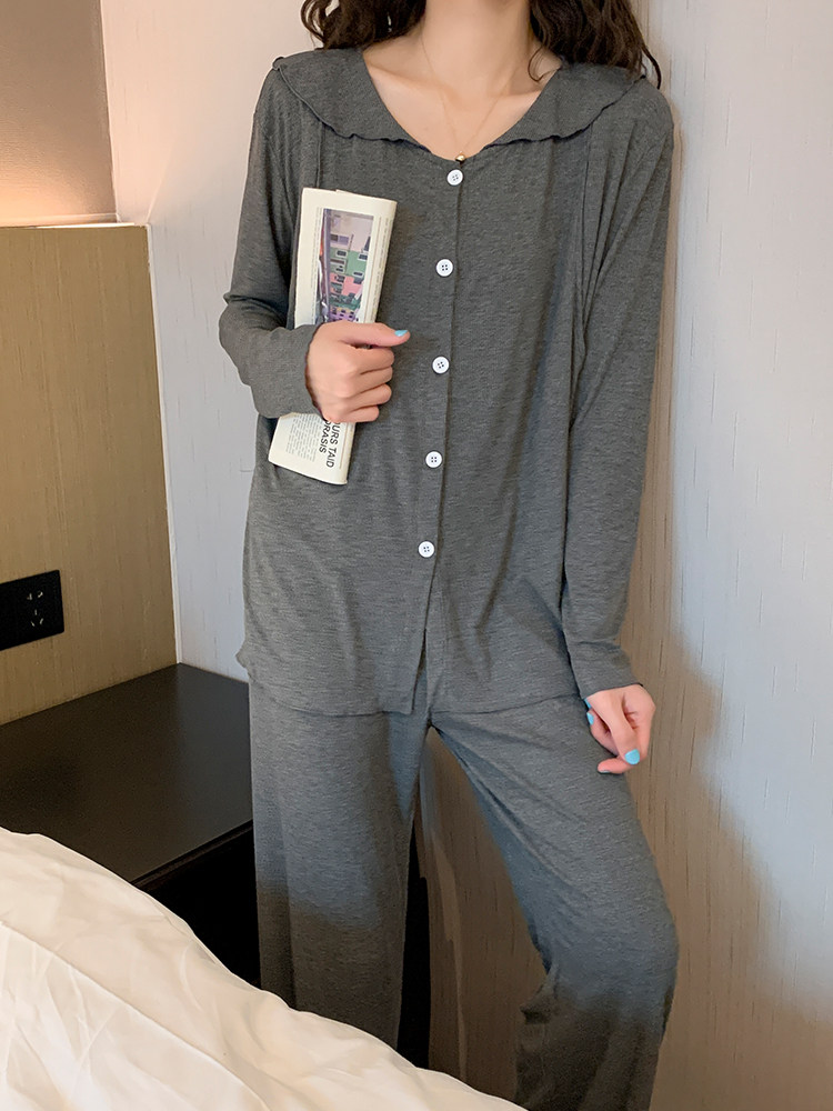 통기성 얇은 가정 의류 출산 잠옷 모달 감금 의류 여름 산후 모유 수유 출산 가정 의류 세트