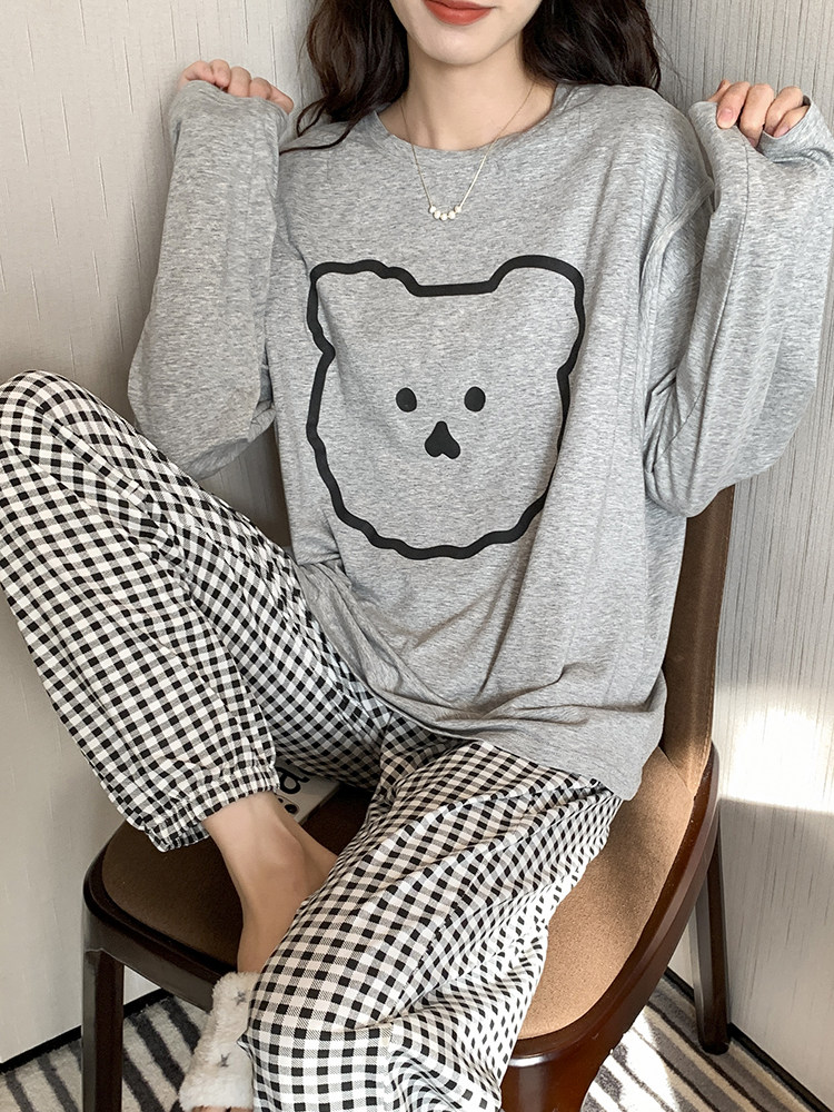 한국어 곰 감금 의류 출산 잠옷 봄과 가을 임신 면화 정장 산후 산모 요양원 의류