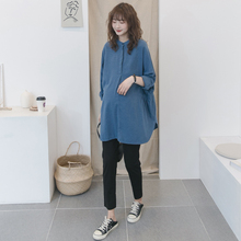 宽松大码 孕妇衬衣2021春装 春秋哺乳衣 韩版 休闲格子衬衫 上衣中长款