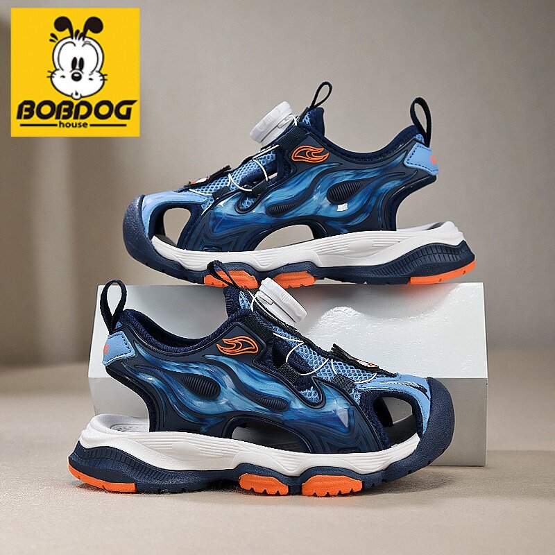 巴布豆童鞋男童鞋2025春秋新款透气网面纽扣男孩软底儿童运动鞋子