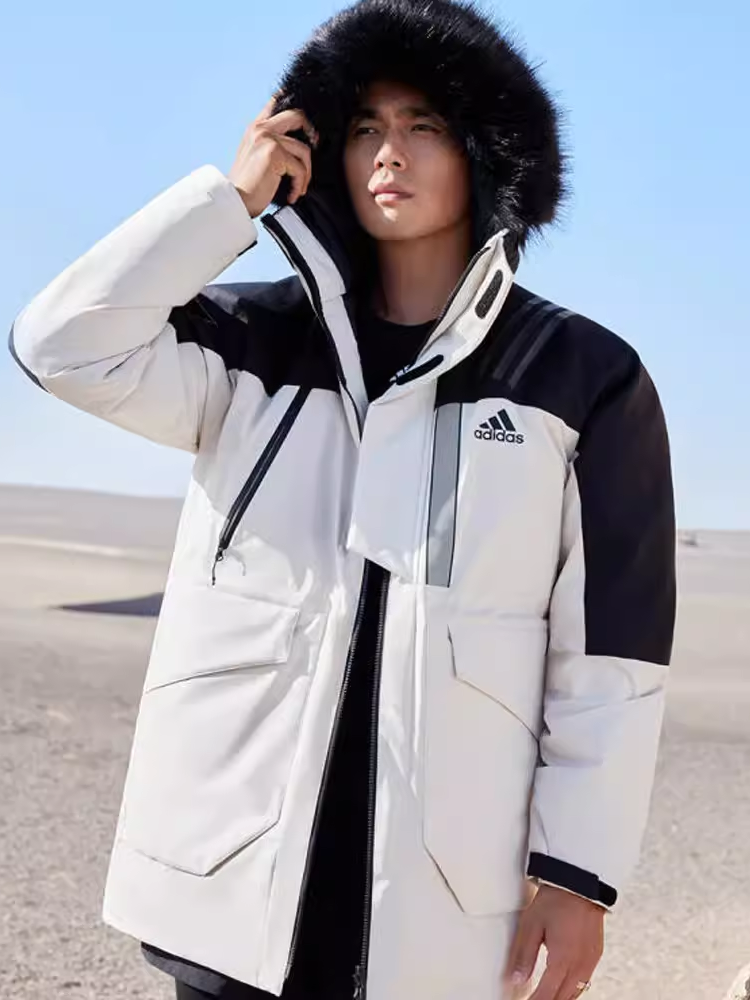 Adidas连帽保暖防风运动羽绒服