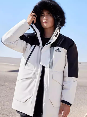 Adidas连帽保暖防风运动羽绒服