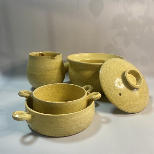 手作瓷器 小川佳子 手工陶瓷耐热锅嫩黄色带盖锅家用厨房用品