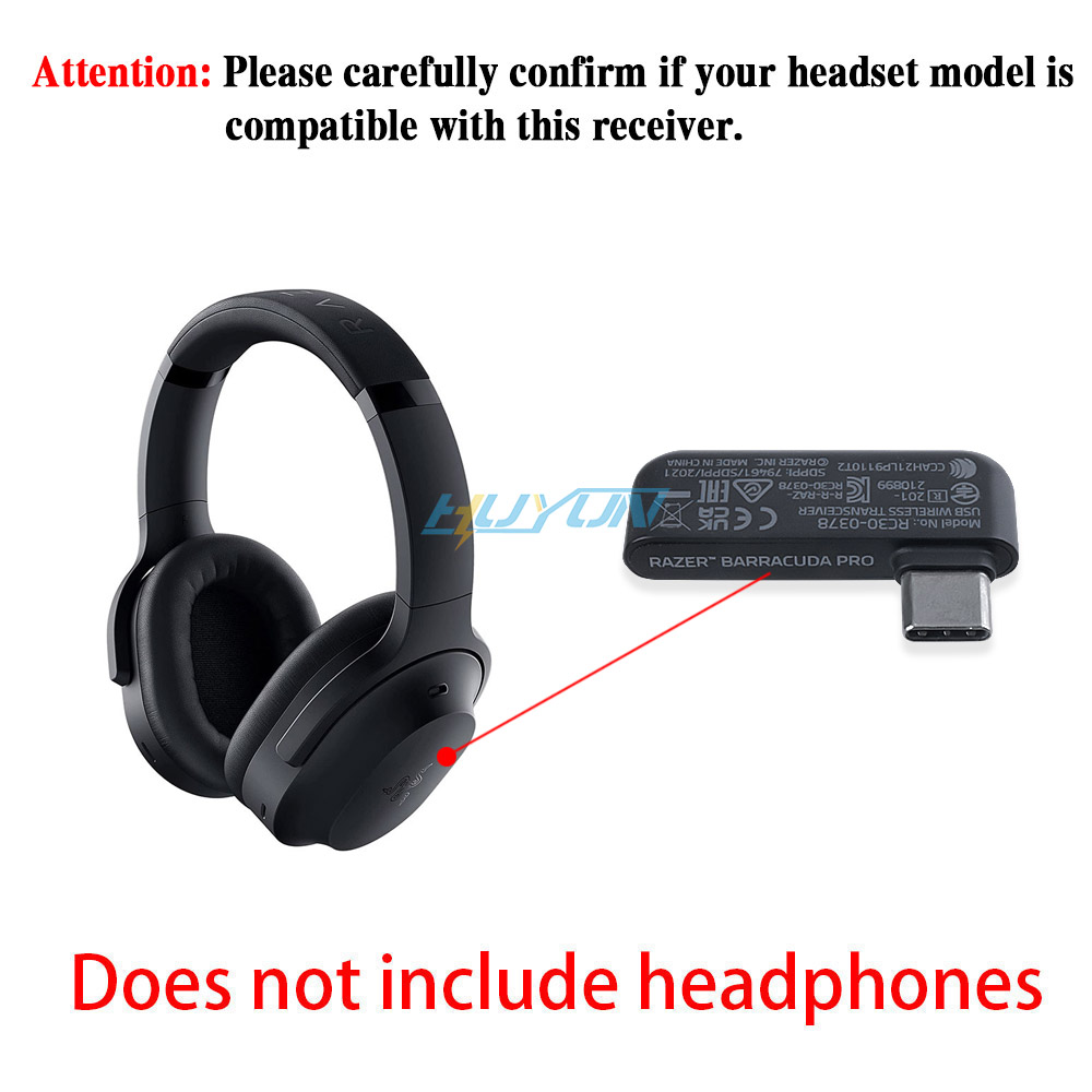 适用于雷蛇梭鱼X/梭鱼标准版/梭鱼专业版PRO无线耳机接收器适配器