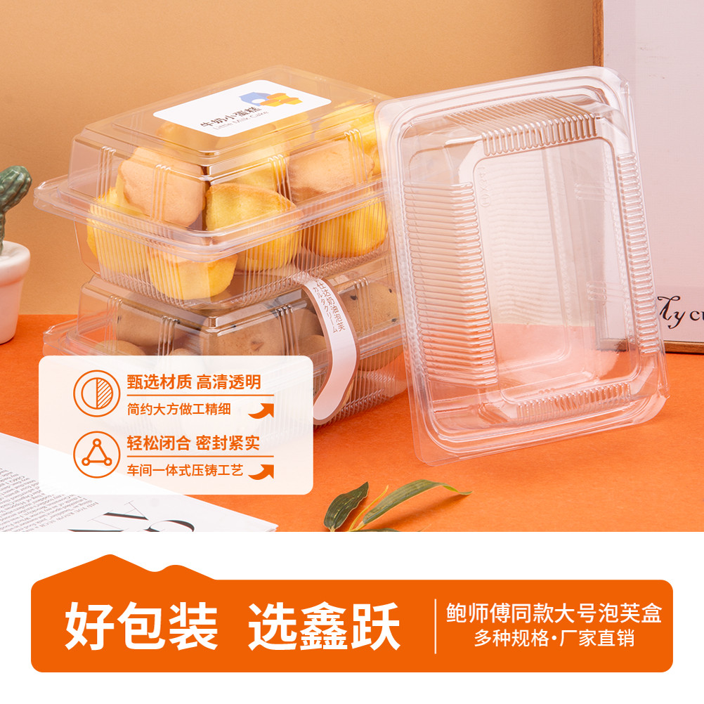 商超鲍师傅同款大号泡芙盒透明慕斯切块糕点包装盒肉松小贝打包盒
