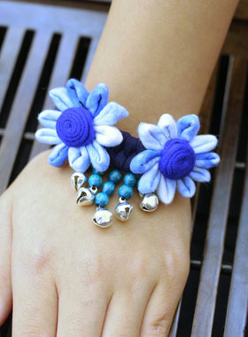 扎染风格蓝染布艺云南手链