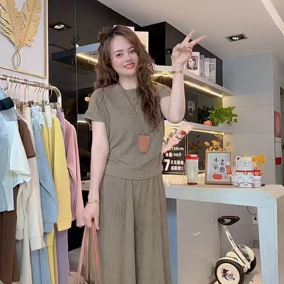 夏季大码女装通勤显瘦两件套