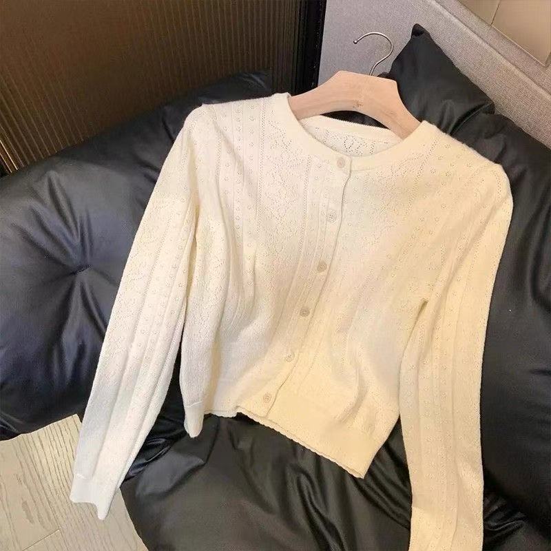 重工镂空提花显瘦针织开衫女