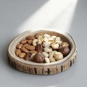 侘寂风原木果盘实木拖盘木质圆形茶盘木头碟子坚果盆小零食点心盘