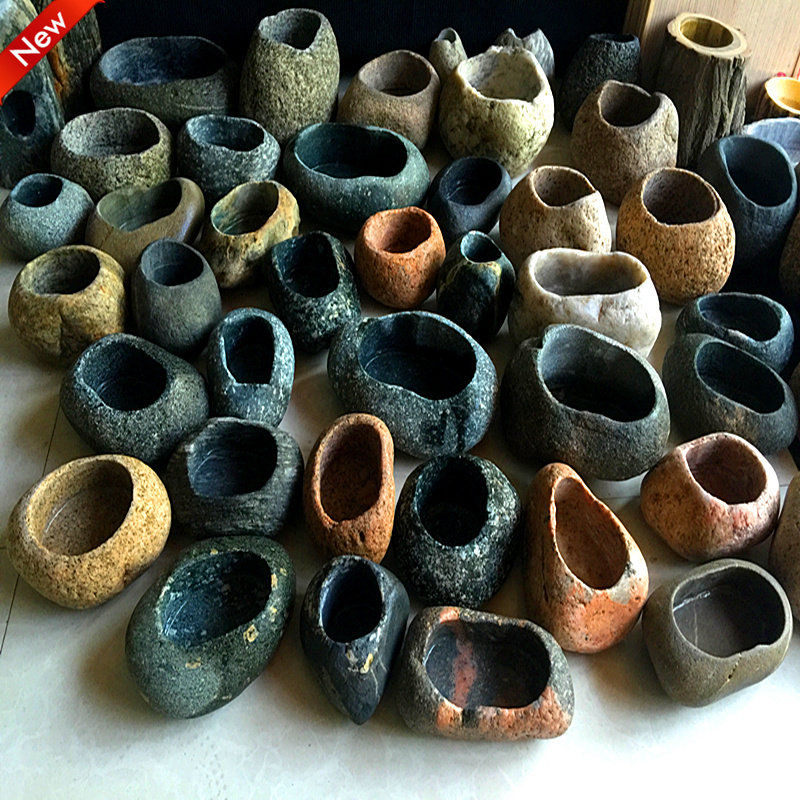 原石创意自然石头花盆鹅卵石多肉禅意小花器水培植物个性盆栽包邮