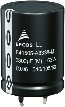 EPCOS B43504系列 250V dc 330μF通孔铝电解电容器 B43504C2337M,±20%容差, 390mΩ(等值串联)