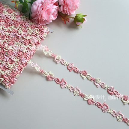马卡龙色蝴蝶结水溶刺绣花边 lolita蕾丝花边制衣服装家居手工diy