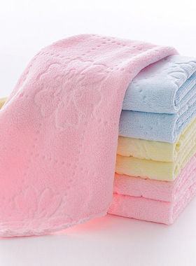 小方巾加厚吸水不易掉毛熊头压花图案厨房餐桌抹布保洁黄色蓝色款