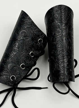 汉服护腕束袖明制原创古风刺绣锦衣卫飞鱼服武侠配饰黑色皮革护臂