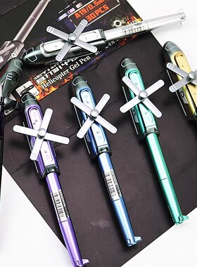 飞机笔中性笔战斗直升机造型笔男生男孩全针管创意卡通可爱黑色水笔发光碳素笔网红黑科技笔批发奇葩文具