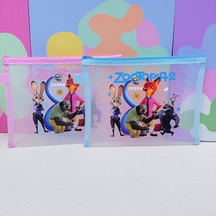 疯狂动物城A5透明网纱文件袋A4网格拉链袋学生用试卷收纳袋 考试文具高颜值大容量可爱卡通小学生学习文件袋