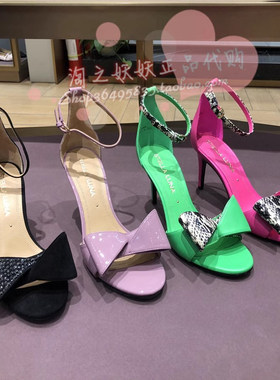 STELLALUNA 超大蝴蝶结一字带时装高跟鱼嘴鞋细跟凉鞋 SL321045