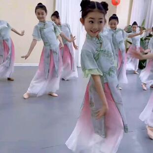 抖音小月儿同款冠玉舞蹈服城外小月儿演出服儿童中国风旗袍古典舞
