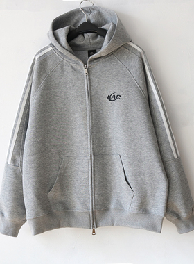 三条杠开衫连帽拉链卫衣男秋季潮牌情侣外套运动长袖上衣女情侣款