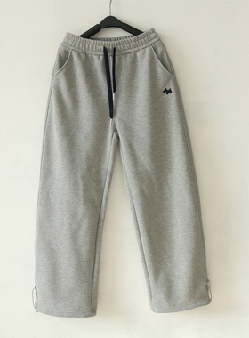 2025冬新品女士松紧腰加绒加厚保暖休闲长裤线条刺绣加绒卫裤高级