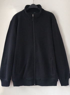 嘻哈欧美原创男女情侣款大码纯色休闲外套纯棉宽松开衫立领卫衣潮