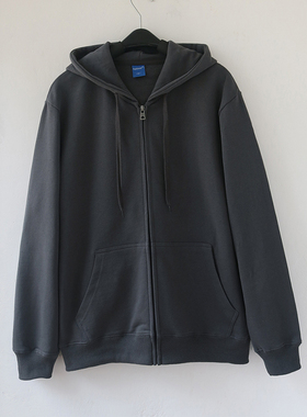 重磅春秋男友风情侣男女大码连帽休闲宽松外套纯棉毛圈卫衣碳灰色