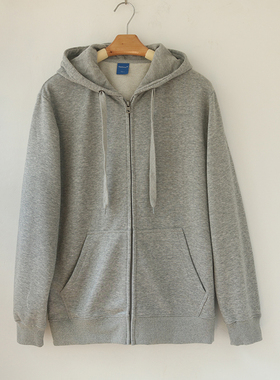 原创浅灰色新款春秋男女情侣纯色连帽卫衣百搭休闲大码宽松外套潮