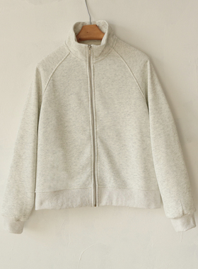 重磅女士秋冬立领短款加绒开衫外套御寒亲肤百搭宽松保暖卫衣外套