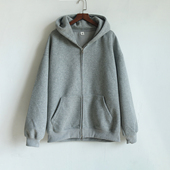 运动潮女大码 2026重磅灰色拉链连帽开衫 卫衣外套男女情侣上衣秋季