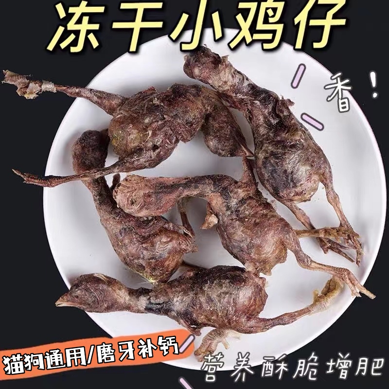 宠物零食冻干小鸡仔鹌鹑猫咪增肥发腮补钙美毛营养猫狗肉干生骨肉