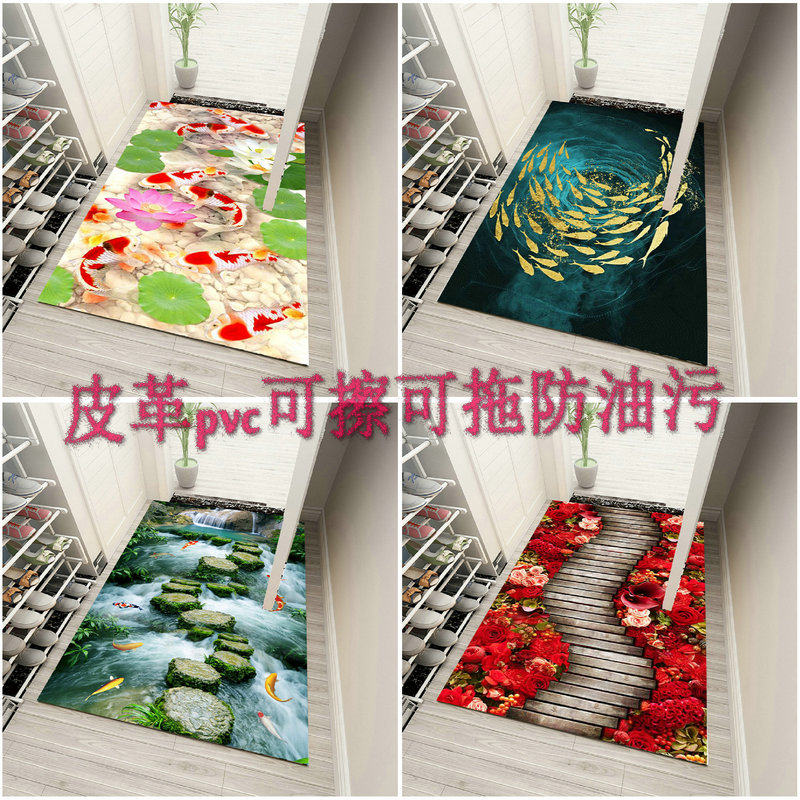 加厚pvc皮革地垫防水卫生间厕所厨房防油脚垫可拖可擦垫子可裁剪