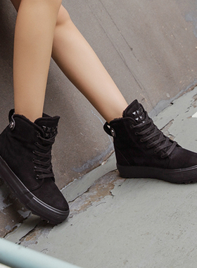 远步冬季新款女士雪地鞋加绒厚底棉鞋学生棉靴绒面加厚短靴子Y800