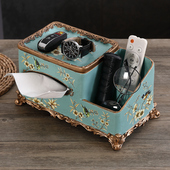 美式 纸巾盒 客厅多功能抽纸盒摆件茶几家用遥控器多功能收纳盒欧式